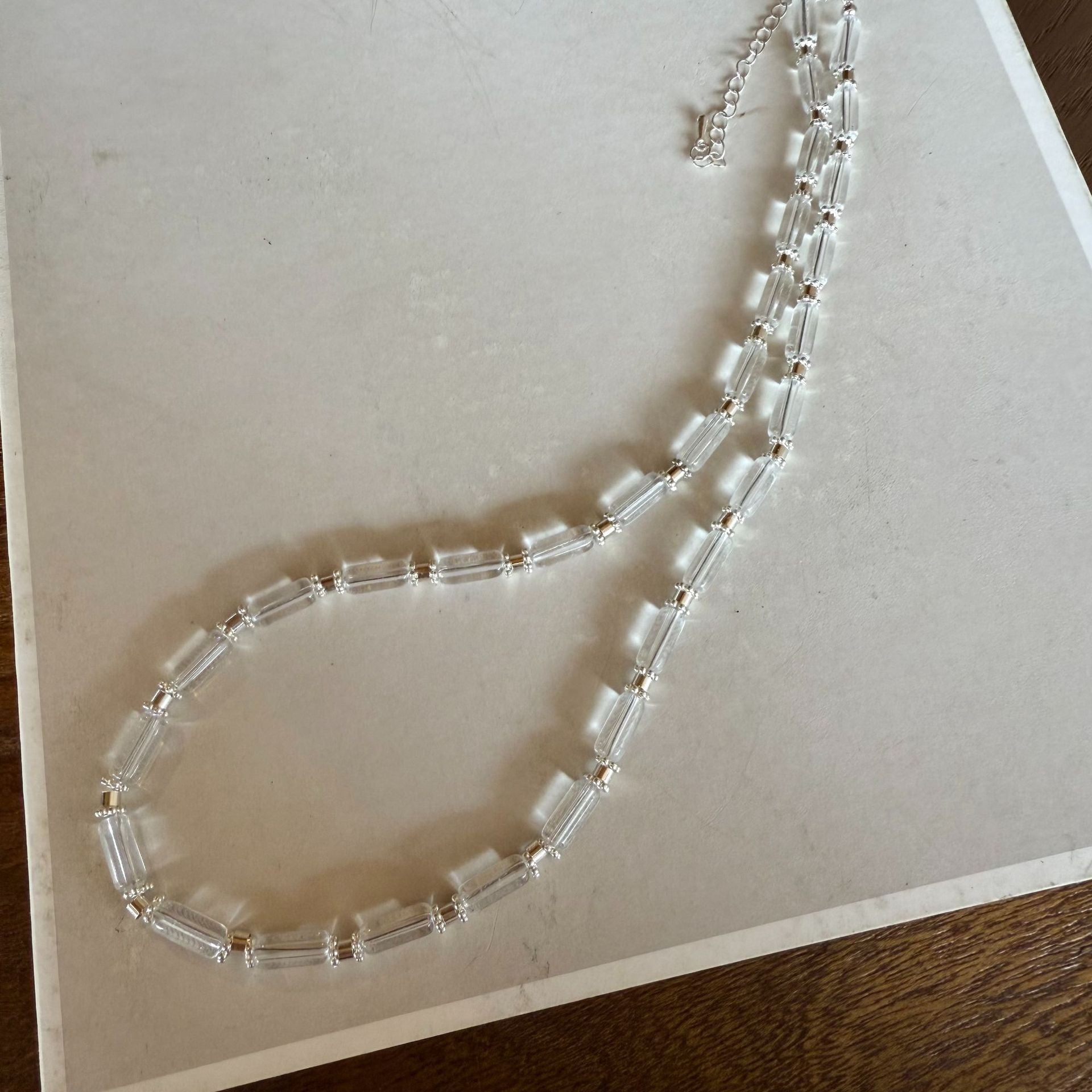 Yatzil Layered Crystal Necklace - Segmented Crystal Necklace [SL1OW64S]