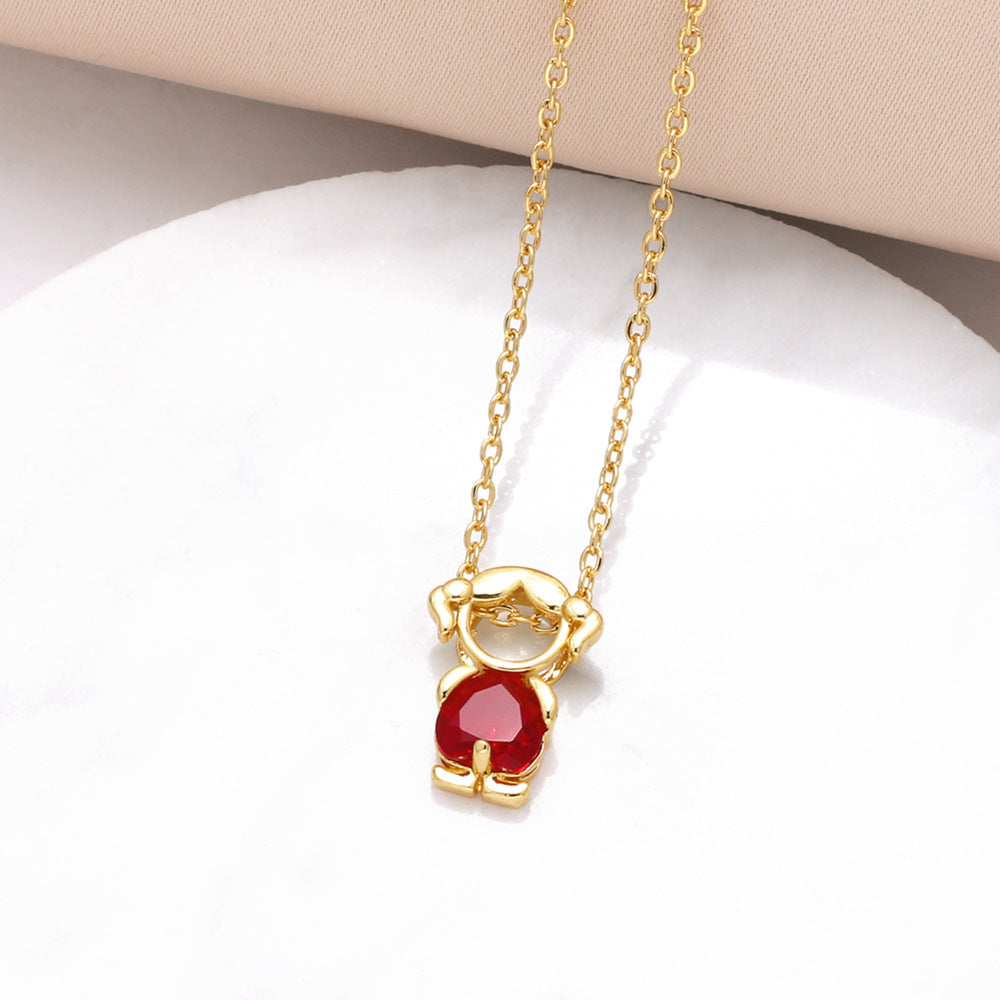 Jackson Zircon Heart Necklace - Red [5SKRHISM]