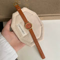 Vintage Oval Dial Leather Watch - Style 863: Round Disc / Orange Strap [5QIN1EQA]