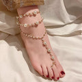 Pearl and Chain Layered Anklet - Gold-White [VM7JTXAE]