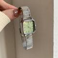 Nevaeh Retro Square Watch - Silver with Green Dial [WE473CQ1]