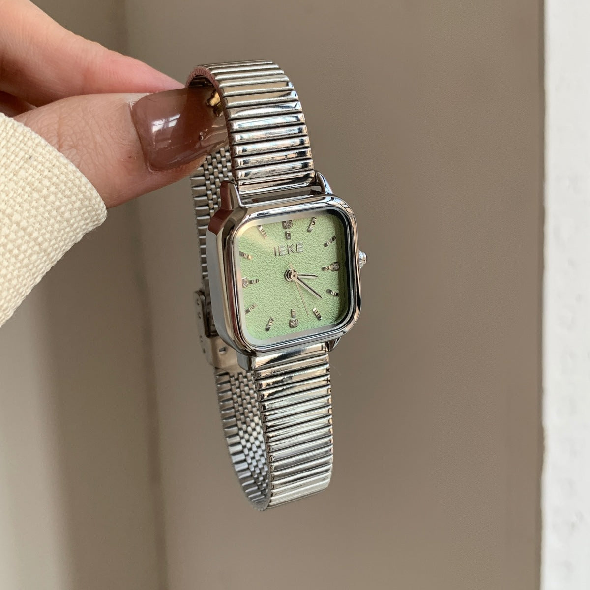 Nevaeh Retro Square Watch - Silver with Green Dial [WE473CQ1]