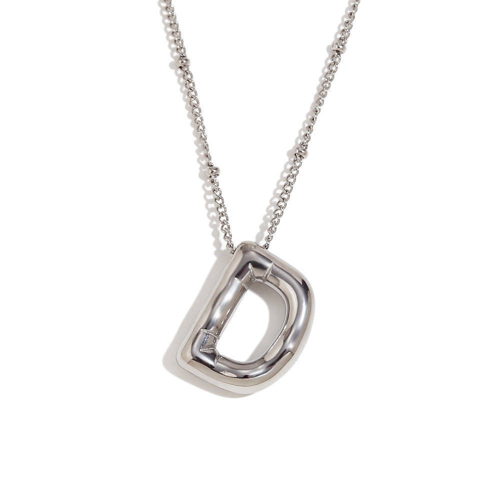 Aiyanah Glossy Bubble Letter Necklace - Silver D [5GZ1UVF2]
