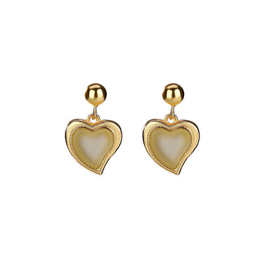 Bella Heart Jade Drop Earrings