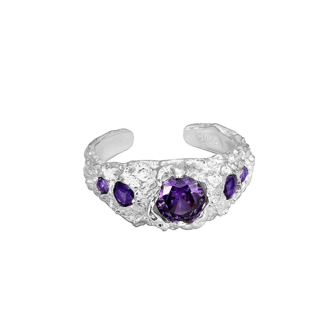 Rielle Amethyst Halo Sterling Silver Ring