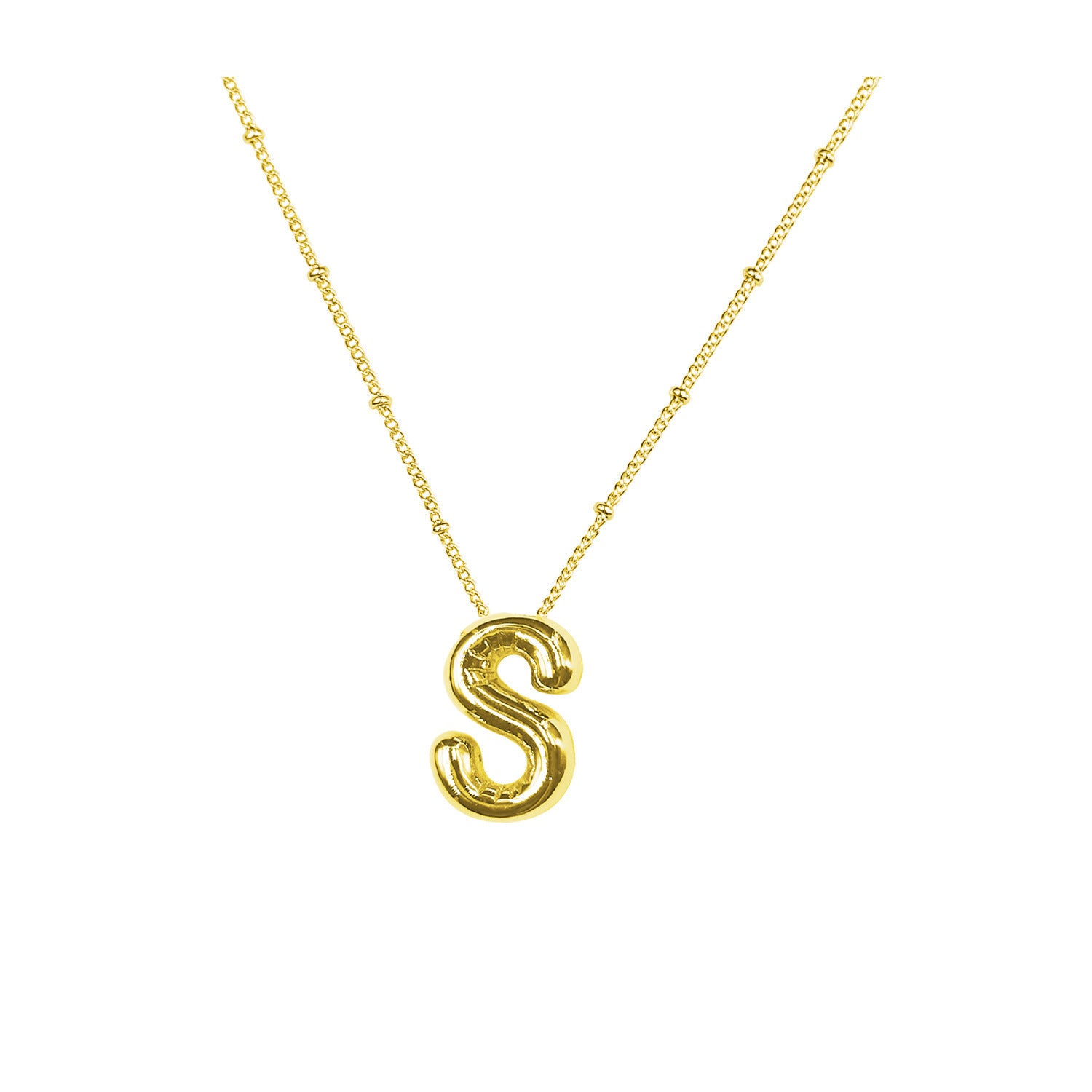 Aiyanah Glossy Bubble Letter Necklace - Gold S [CTKWRDVZ]