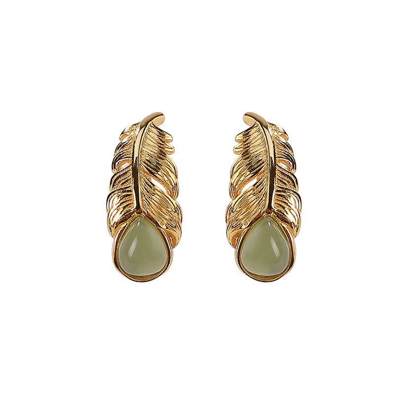 Ophelia Jade Leaf Drop Earrings