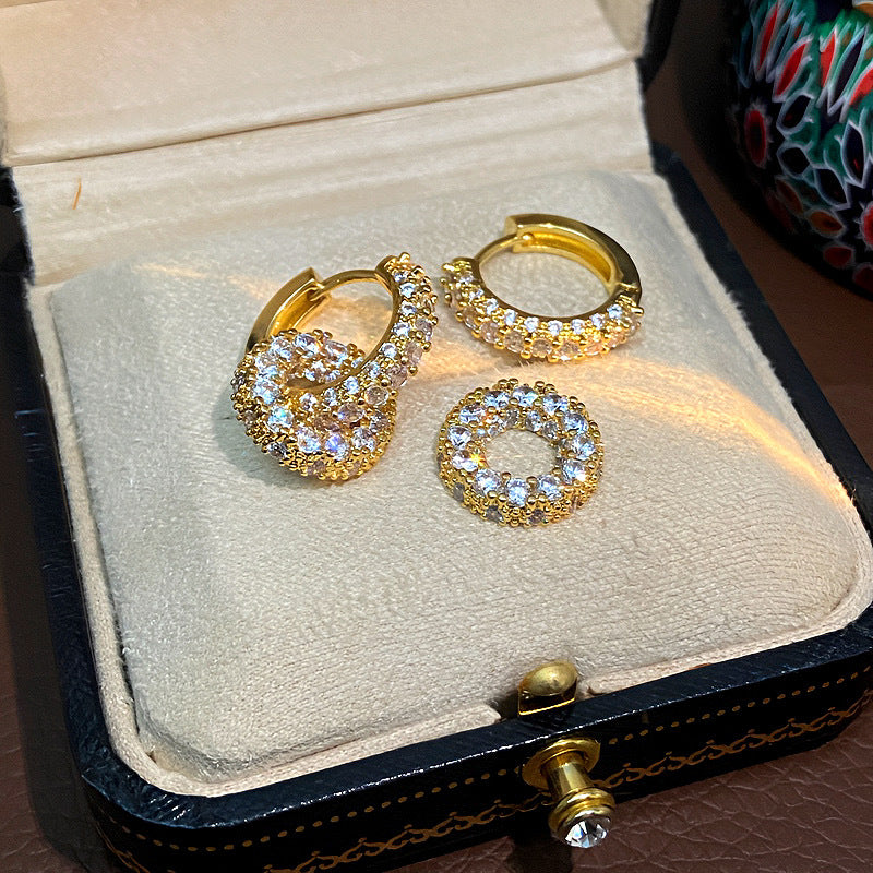 Selin Zircon Huggie Hoop Earrings - Gold [HQ762RIW]
