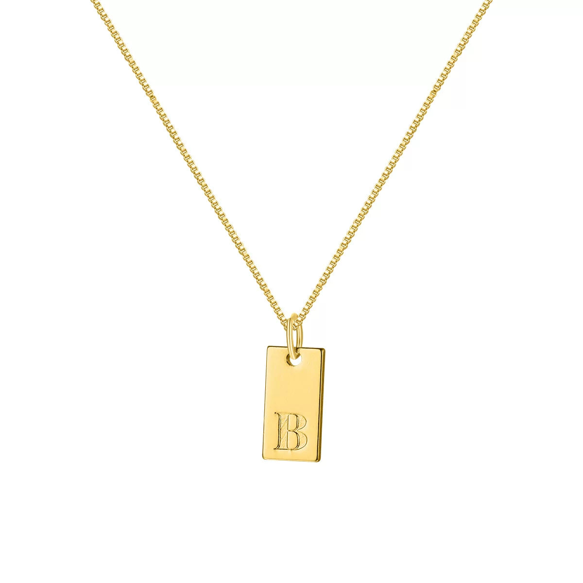 Initial Pendant Box Chain Necklace - Style B [VHC60RSR]