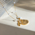 Pearl and Shell Pendant Bracelet - Conch Gold Necklace [9V9BGIZ0]