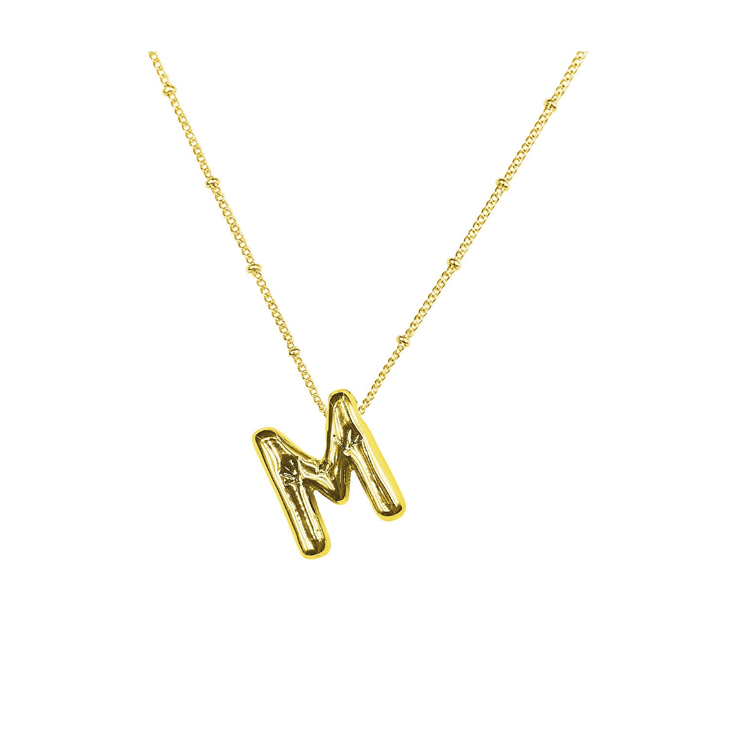 Aiyanah Glossy Bubble Letter Necklace - Gold M [0VWNBTJU]