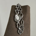 Irregular Hollow Bracelet Watch - Silver Band with White Dial [INJ7C5ZY]
