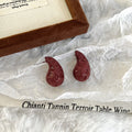 Carly Wine Red Enamel Drop Earrings - Style 12 [SQ7NFCCB]