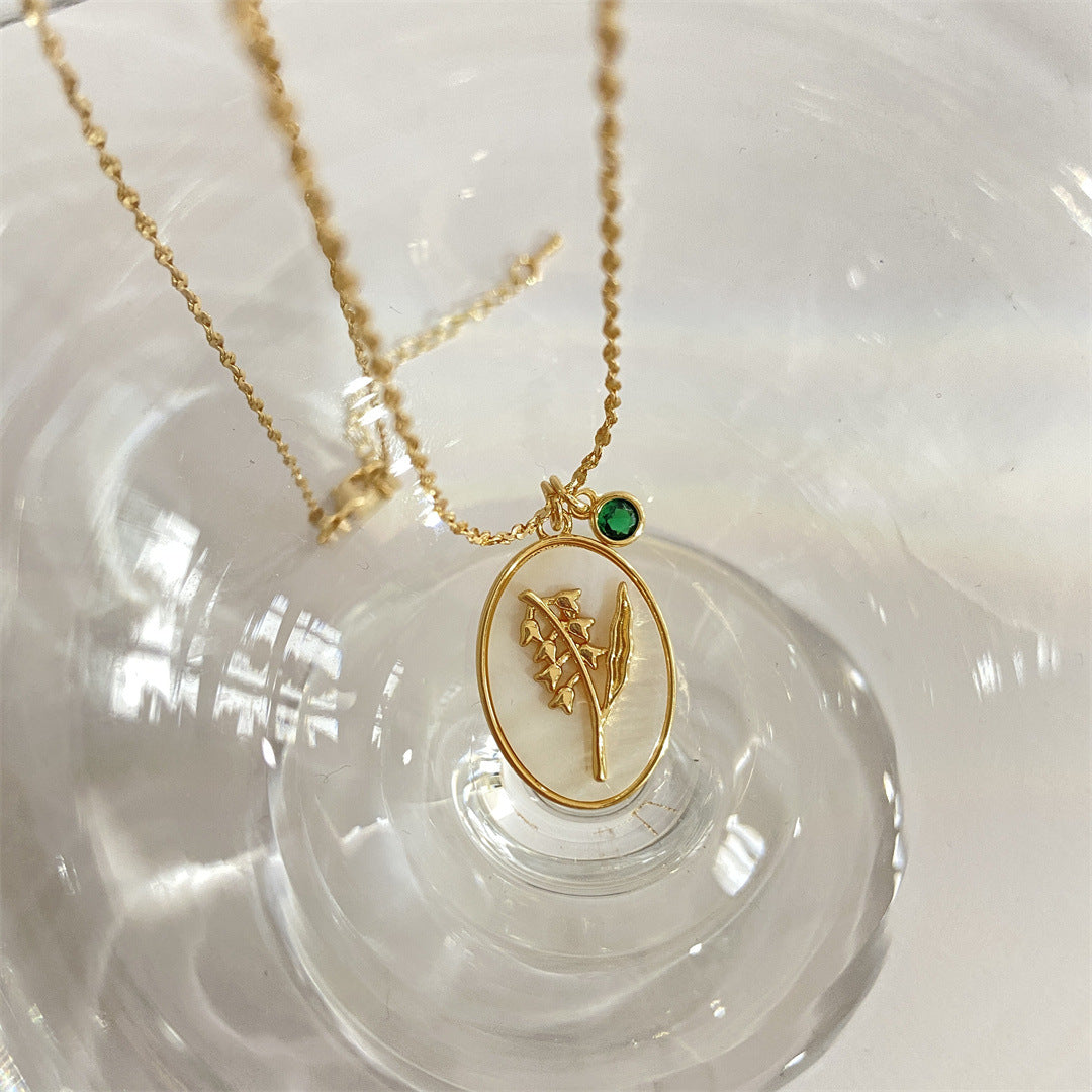 Anslee Mother-of-Pearl Birth Flower Necklace - May - Lily [WBZF8O1X]
