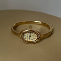 Oval Vintage Gold Bracelet Watch - Gold Band Gold Dial (Roman Numerals) [VNO6U5CU]