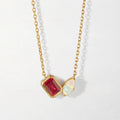 Dainty Teardrop Pendant Necklace - Two Zircon Necklace [NLE75FHB]
