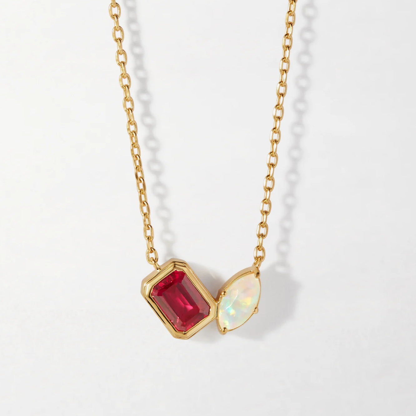 Dainty Teardrop Pendant Necklace - Two Zircon Necklace [NLE75FHB]