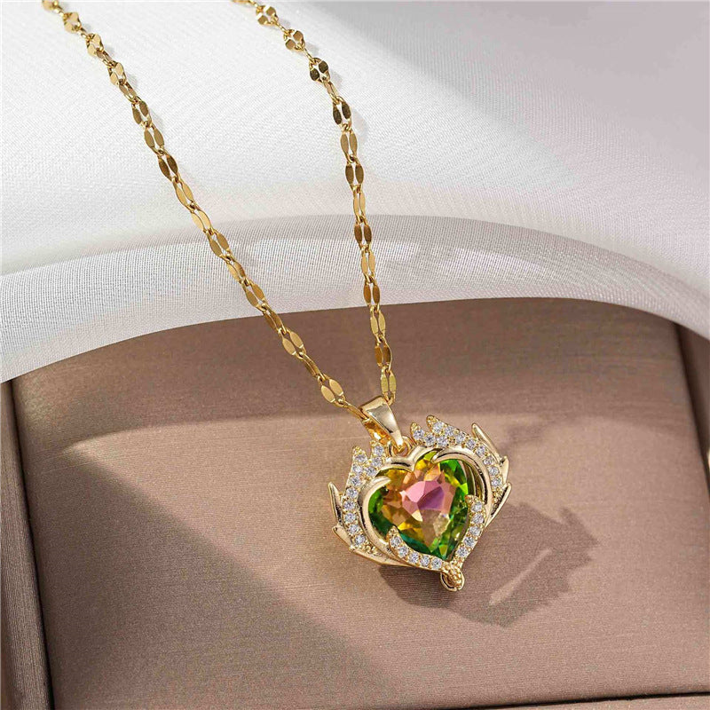 Sanvi Iridescent Heart Necklace - Style 2 [T9PT42XO]