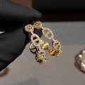 Zircon Embellished Link Hoop Earrings - Gold with Zircon [64XCJ99S]