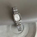 Daisy Dial Bracelet Watch - Silver Strap White Dial Small Square [D7KETZOH]