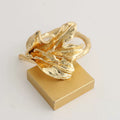 White Enamel Iris Flower Open Bracelet - Gold [0YQTPPMU]