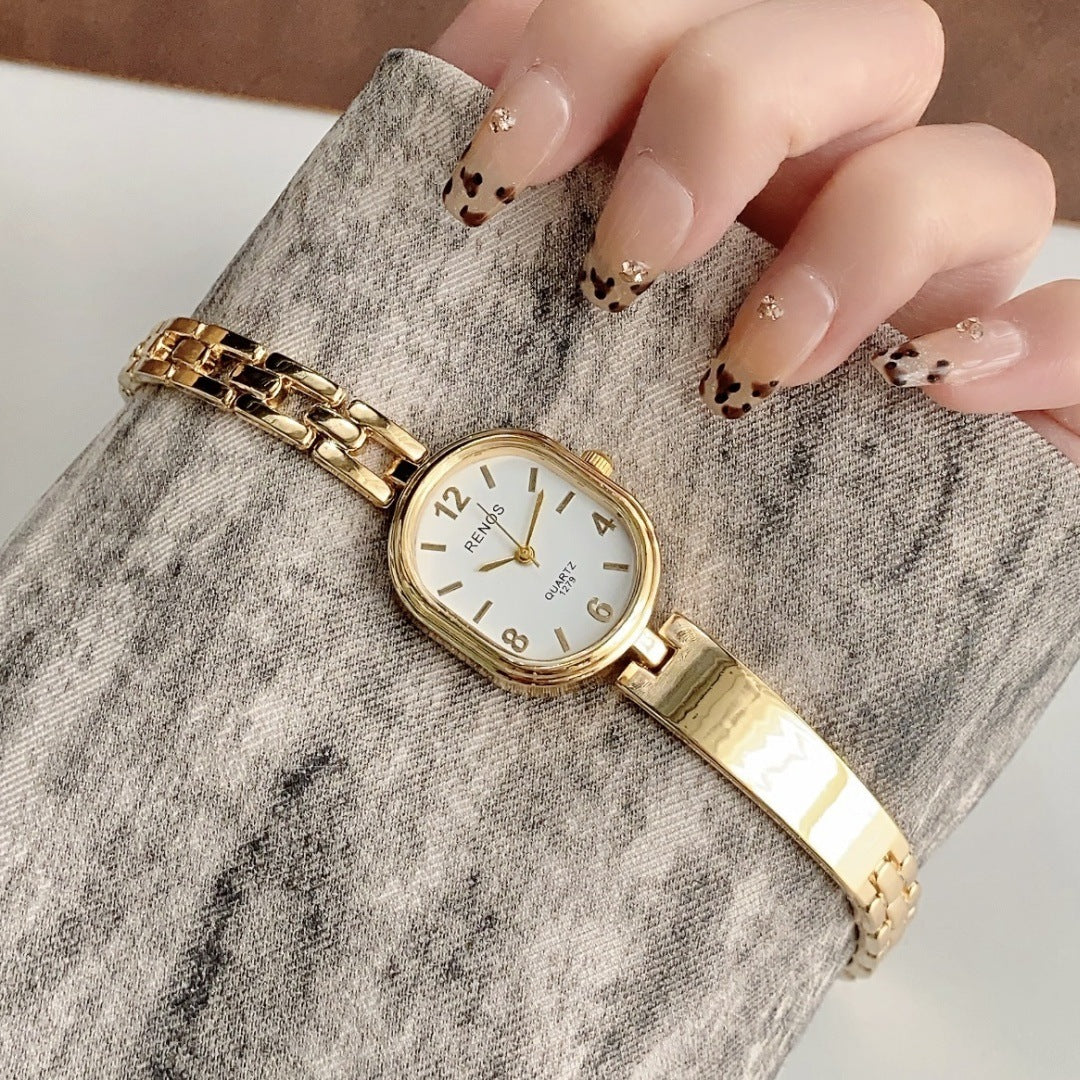 Annelyse Vintage Bracelet Watch - Gold with White Dial [O7EEEXDQ]