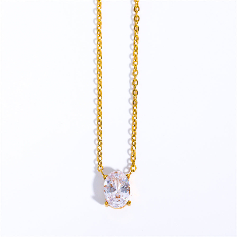 Mulan Layered Crystal Necklace - Oval [DF2V01NC]