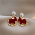 Pony Pearl Stud Earrings - Red Pony Pearl Earrings [AXBMCXS2]
