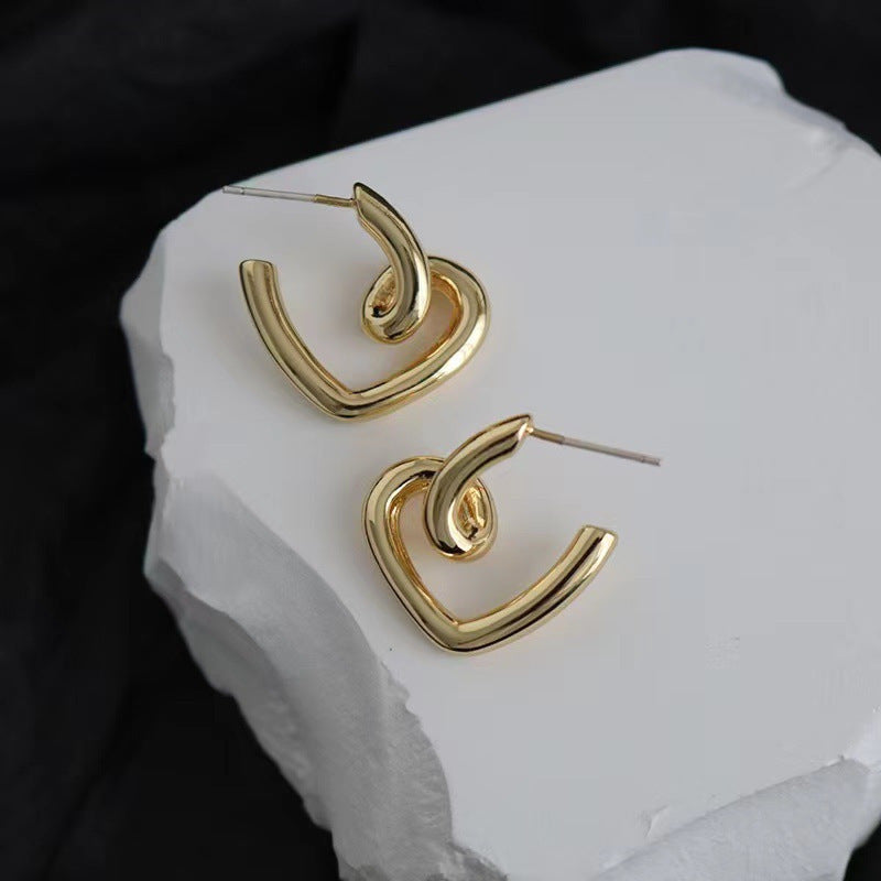 Lilyann Twisted Heart Earrings - Gold [DNJSWG3W]