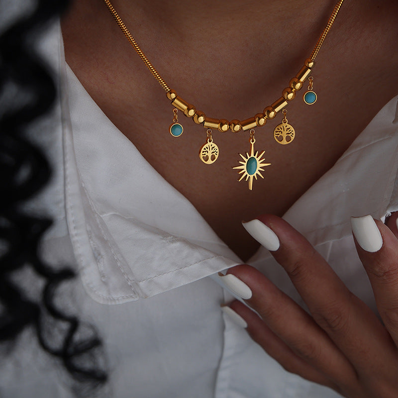 Kinzie Irregular Sun Jewelry Set - Gold Necklace (40+5cm) [E4JSPPRG]