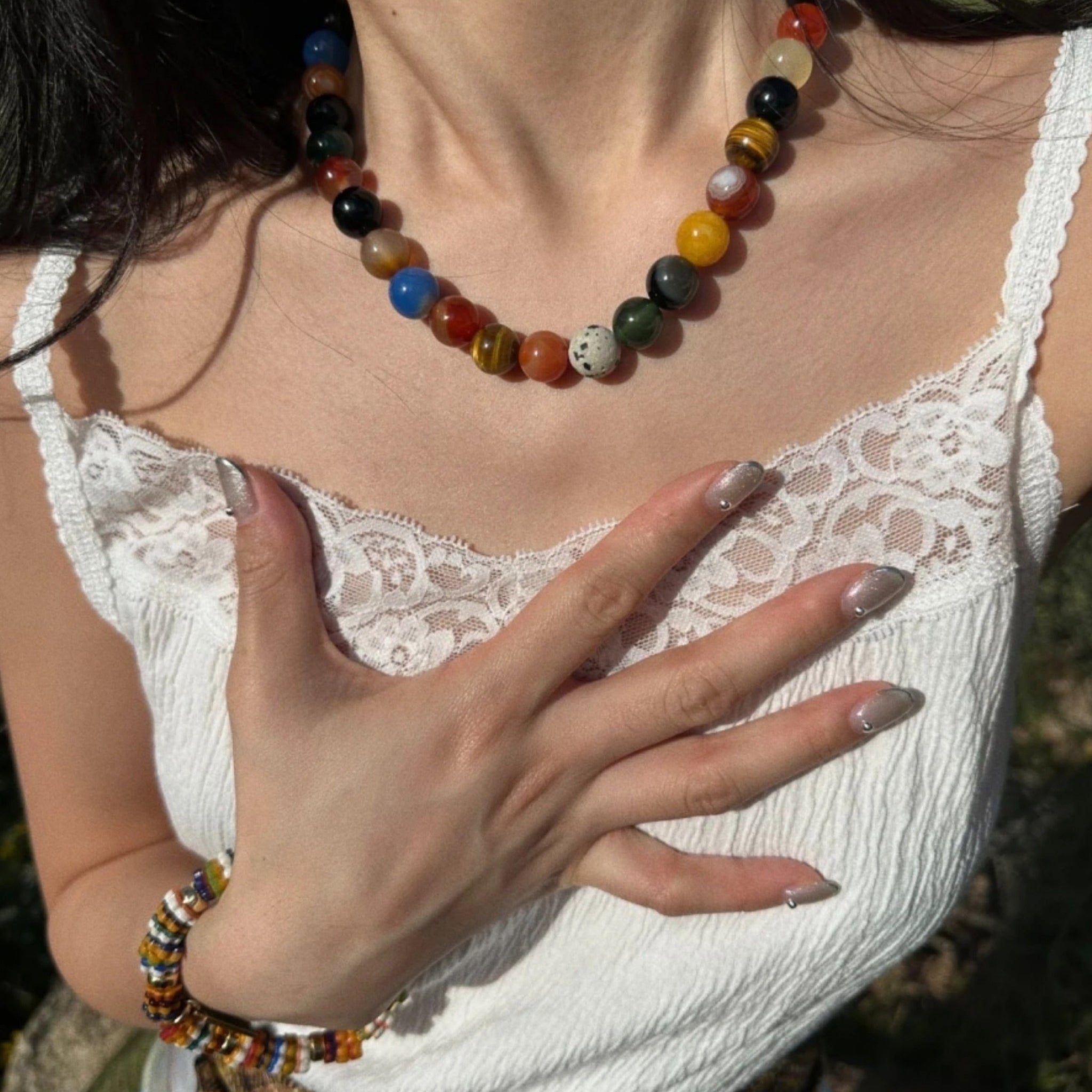 Colorful Gemstone Bead Necklace