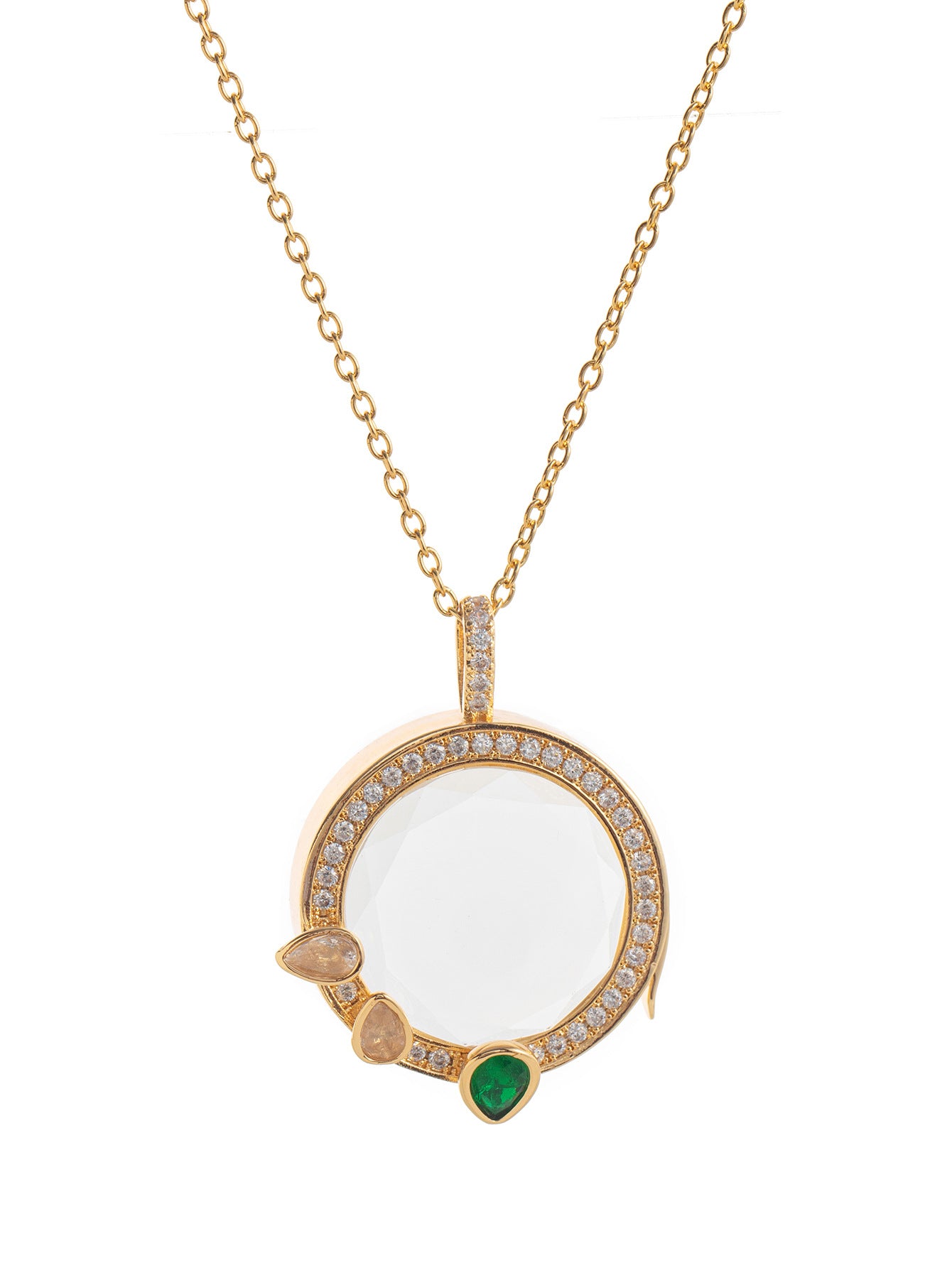 Floating Glass Locket Pendant Necklace - Clear Locket Necklace Style D [9W2EN5DL]