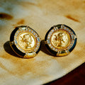Roman Coin Round Earrings - Stud Earrings (In Stock) [5WFSDIVD]