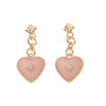 Heart Pendant Necklace - Pink Earrings (Gold) [VQUS4DKN]