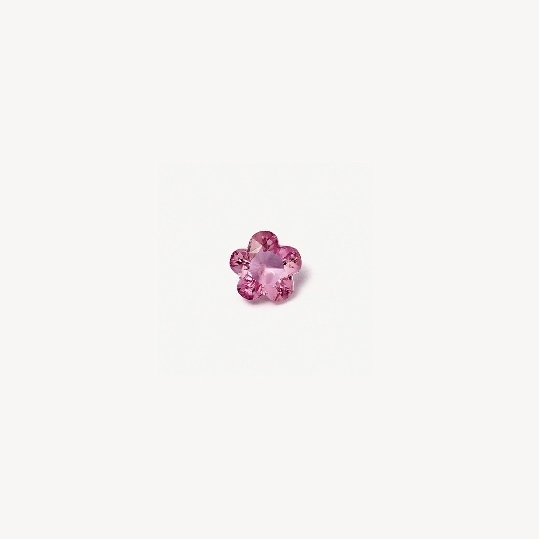 Dainty Birthstone Heart Locket Ring - Pink Flower Charm (Small) [BY468ZSI]