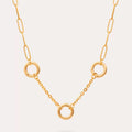 Adjustable Paperclip Chain Necklace - O-Chain + Paperclip 3 Open Rings [RR5MG8YL]