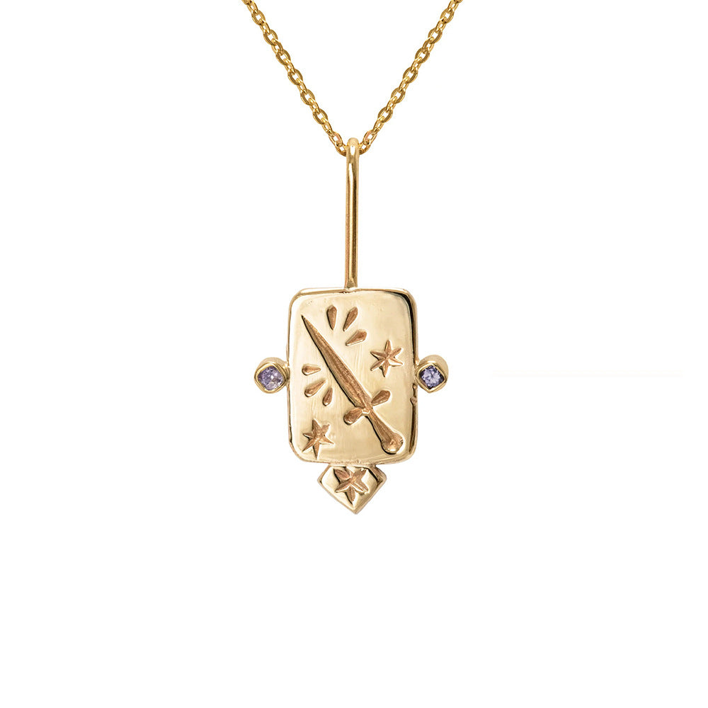 Breelyn Tarot Card Pendant Necklace - Swords [0HG6A25Q]