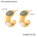 Zo Oval Stone Jewelry Set - Gold Earrings [T50NHL4J]