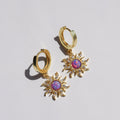 Aariyah Opal Zirconia Pendant Necklace - Purple Opal Earrings (Gold) [CH3YNGGB]