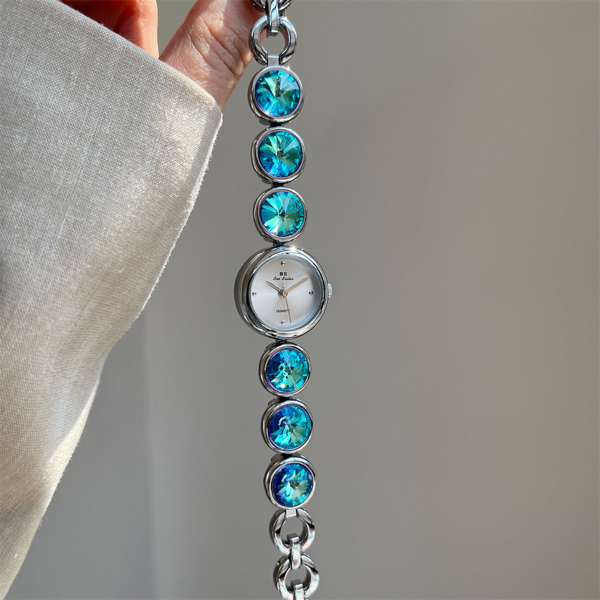 Anessa Crystal Bracelet Watch - Silver Blue Crystal [LY9XLEYS]