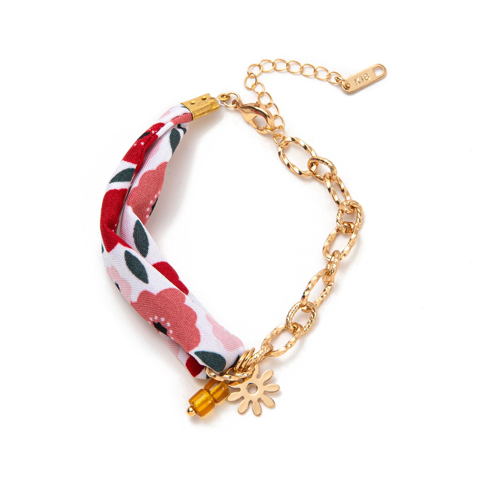 Dainty Charm Pendant Bracelet - Gold Flower Bracelet [D6053Q30]