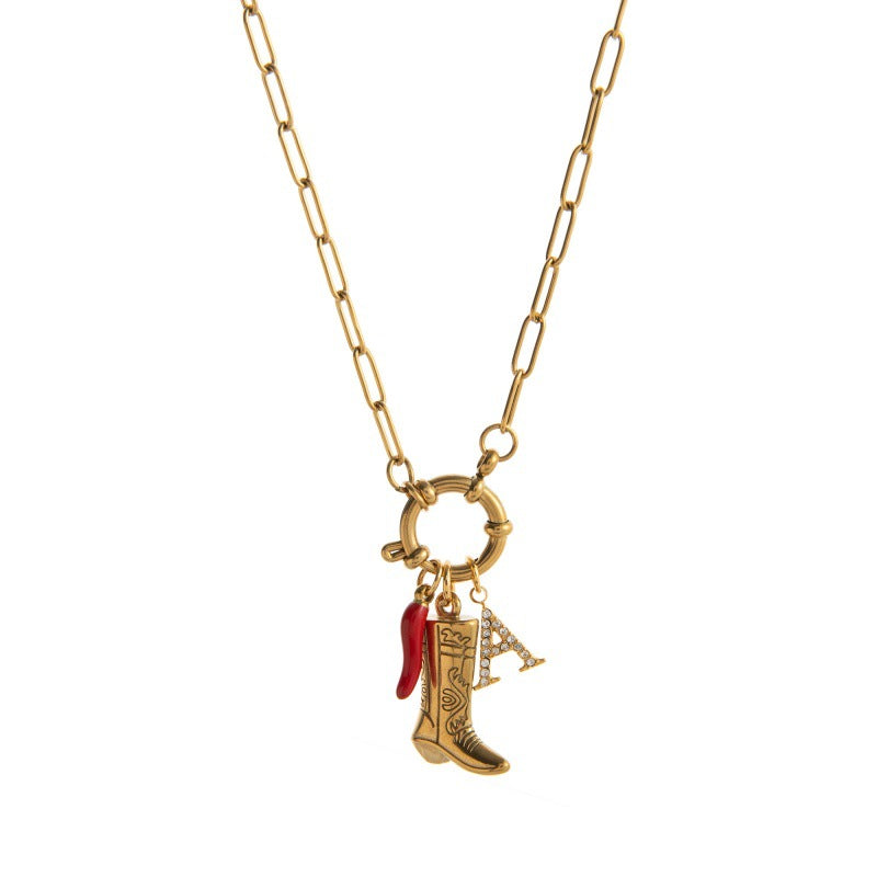 Dainty Charm Pendant Necklace - Boot Letter Necklace [FQXCJ1AZ]
