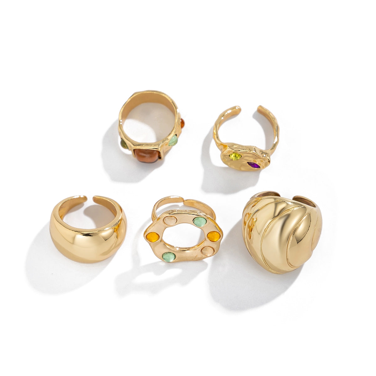 Shraddha Dainty Diamond Ring Set - Light Gold
