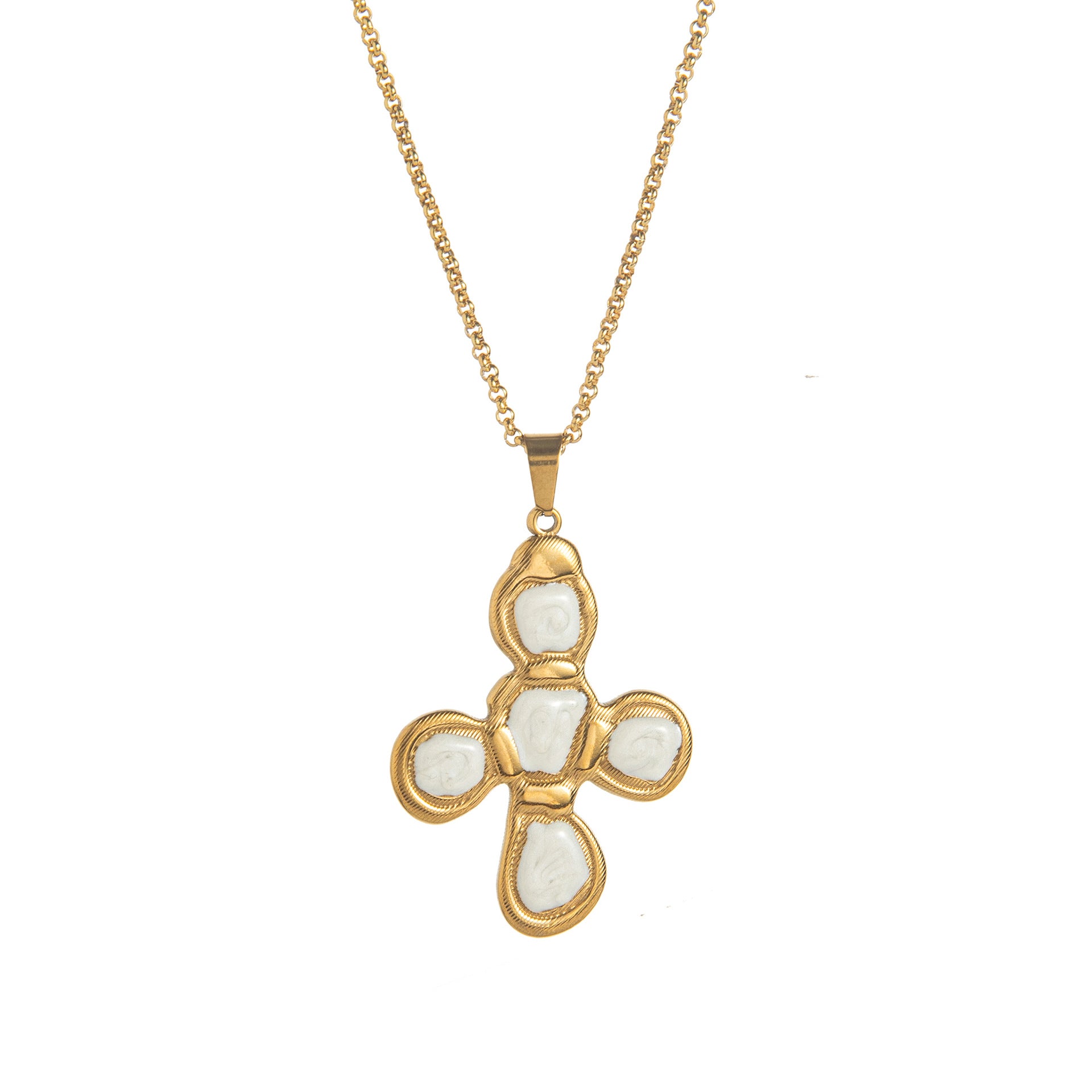 Joi Colorful Enamel Cross Necklace - White - O-Chain - 45cm [Z06GHVSM]