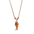 Donna Colorful Fish Pendant Necklace - Yellow Pink Fish Pendant Necklace [0B70RIR1]