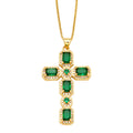 Ayva Zircon Cross Necklace - Green [DXYADVZP]