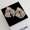 Rhinestone Bow Tassel Drop Earrings - Gold Pierced Earrings [VOW7K3ZU]