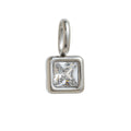 Lotus Birthstone Cube Necklace - April Pendant - Silver [7F7LD3BS]