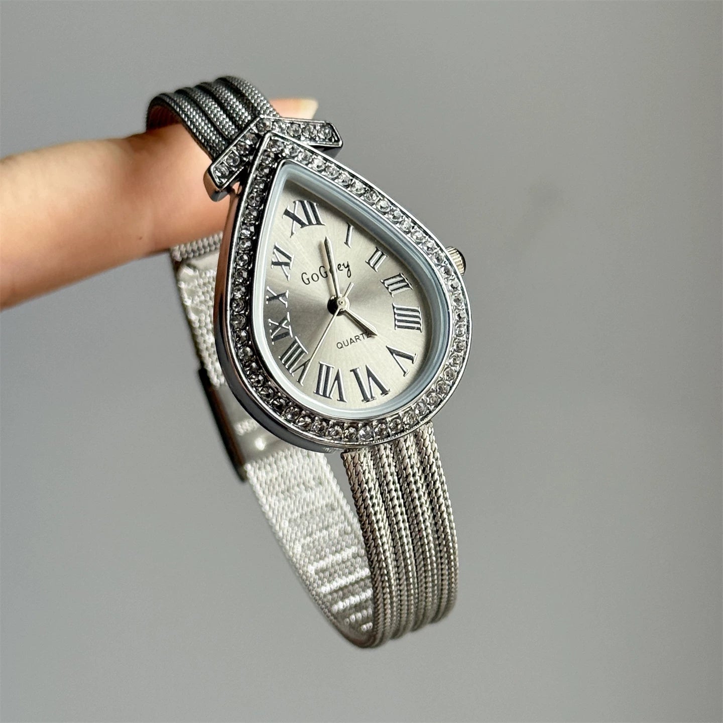 Vintage Roman Numeral Mesh Watch - Silver Strap Grey Dial [JDPEMT2F]