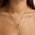 Zodiac Birthstone Pendant Necklace - Adjustable Ring Chain [II5C80TU]